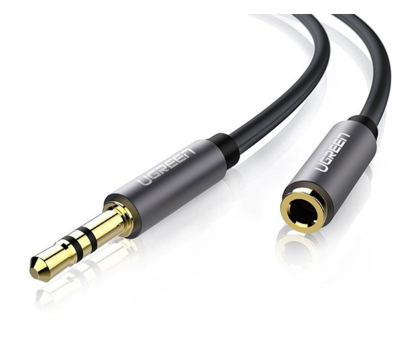 Kabel i złączka UGREEN AV118 Przedłużacz audio AUX jack 35 mm 1.5m czarny